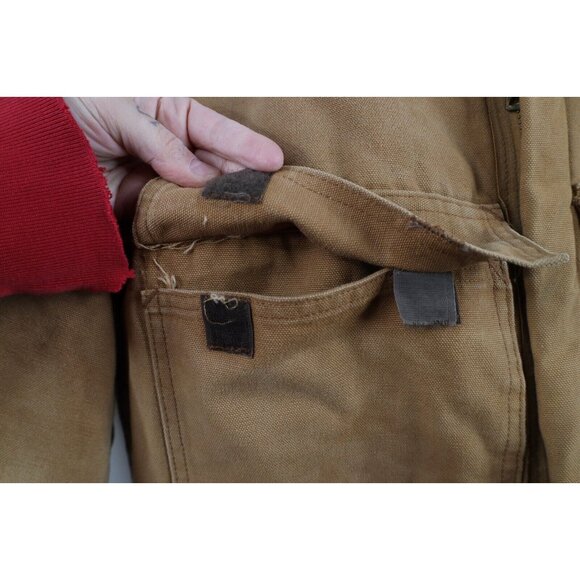Vtg 80s Carhartt Mens 44S Distressed Quilted Canvas Insulated Coveralls Bibs USA - Picture 11 of 16